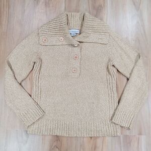 🔹️Sag Harbor Tan Buttoned Cowl Neck Sweater Medium